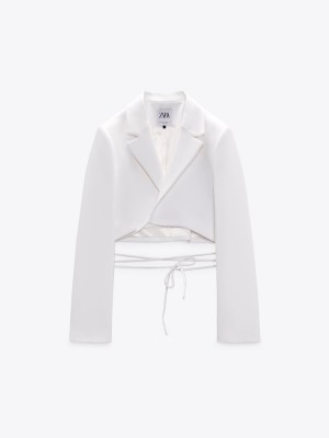 ÁO KHOÁC BLAZER DÁNG CROP CÓ DÂY BUỘC